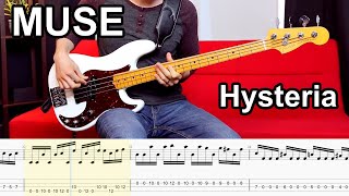 Muse - Hysteria // BASS COVER   Play-Along Tabs