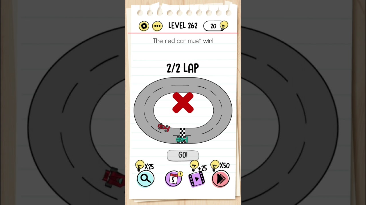 brain test level 262 The red car must win 🏆!