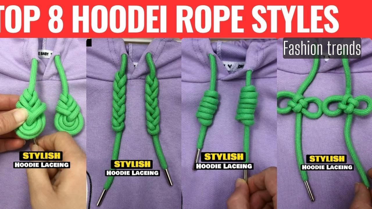 Top 8 hoodie string styles, How to tie sweater rope?  lace tie styles  P221123 #lacing #hoodielacing 