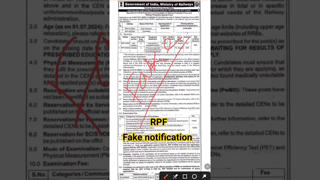 RPF fake notification 