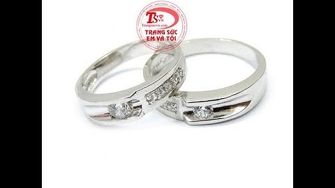 Đôi nhẫn cưới ngọt ngào 14k, Nhẫn cưới vàng trắng đẹp, TSVN014616