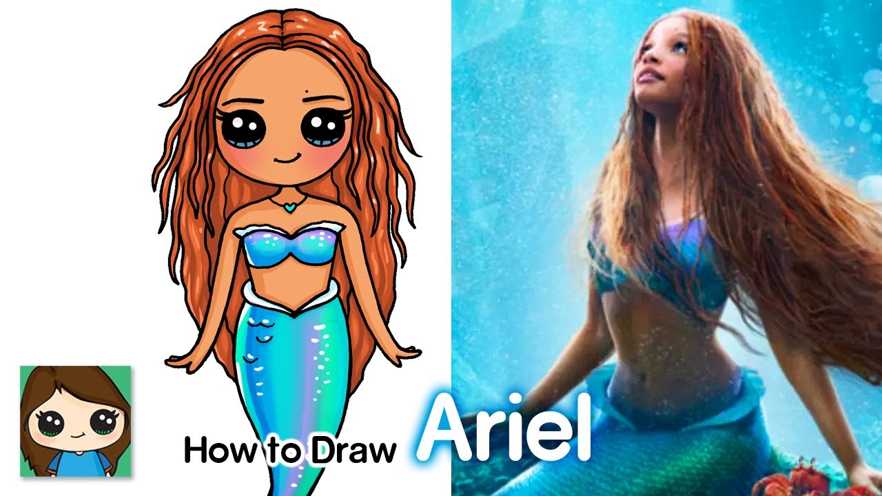 How to Draw Ariel The Little Mermaid | Halle Bailey - YouTube