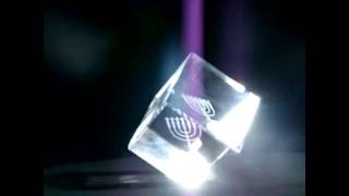 Menora 3d laser engraving in crystal glass cube CCC