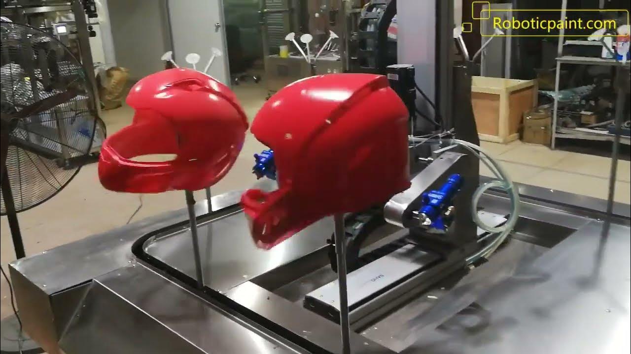 New Helmet Painting Machine Test Run (Two Spraying Stations) YouTube