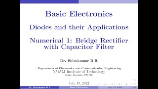 Numerical 1: Bridge Rectifier with Capacitor Filter