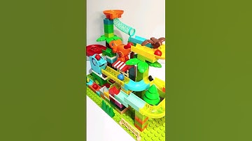 Marble Run ASMR Blocks coaster Stairs Elephant Seesaw and funny dinosaur course