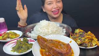 Bigbites, Eating Rice With Chitol Macher Kalia, Telapia chorchori, Chingri diye shak vaja।।