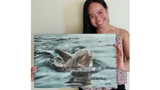 Surfacing Dolphin Acrylic Painting Tutorial by Cheryl Navarro