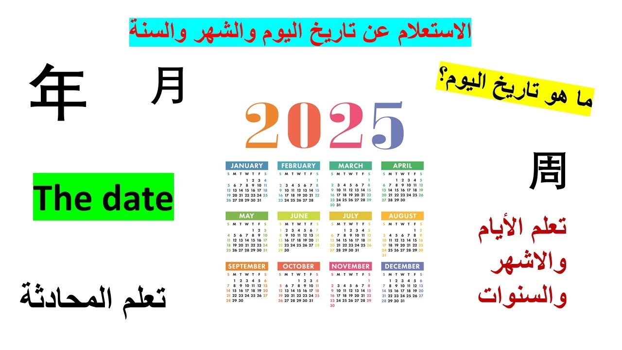 تعلم اللغة الصينية الدرس31: أيام الأسبوع, الأشهر, التاريخ باللغة الصينية (تعلم المحادثة)HSK1