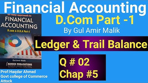 D com & DBA -1|| Q# 2 of Chap # 5 |Ledger &Trail Balance| Gul Amir Malik Book||Haqdar Ahmed Official
