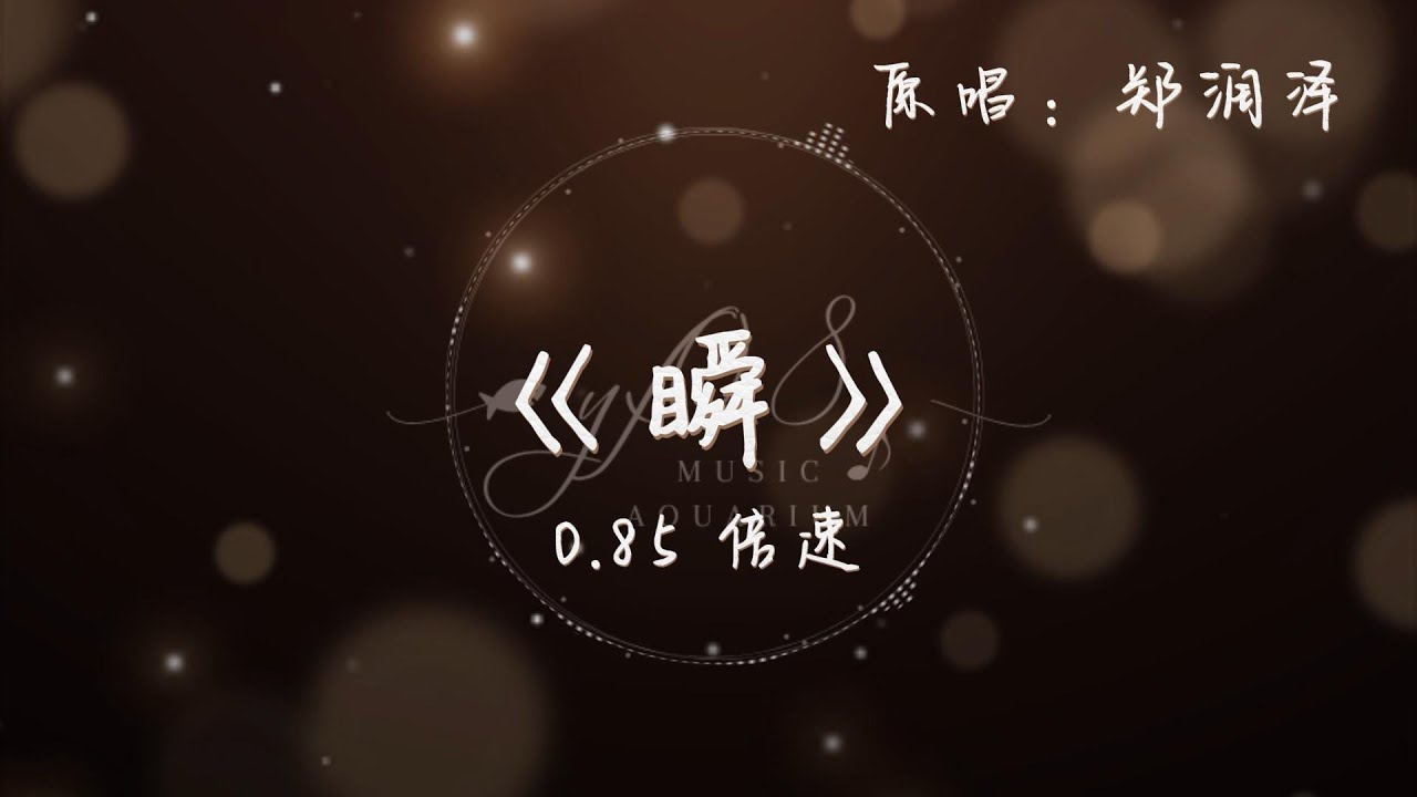 《瞬》-- 郑润泽 | 完整版 动态歌词 0.85倍速 降调 | - YouTube