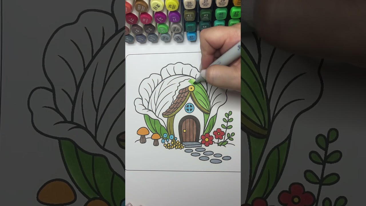 Coloring a Whimsical Cabbage House | Cozy Marker Coloring