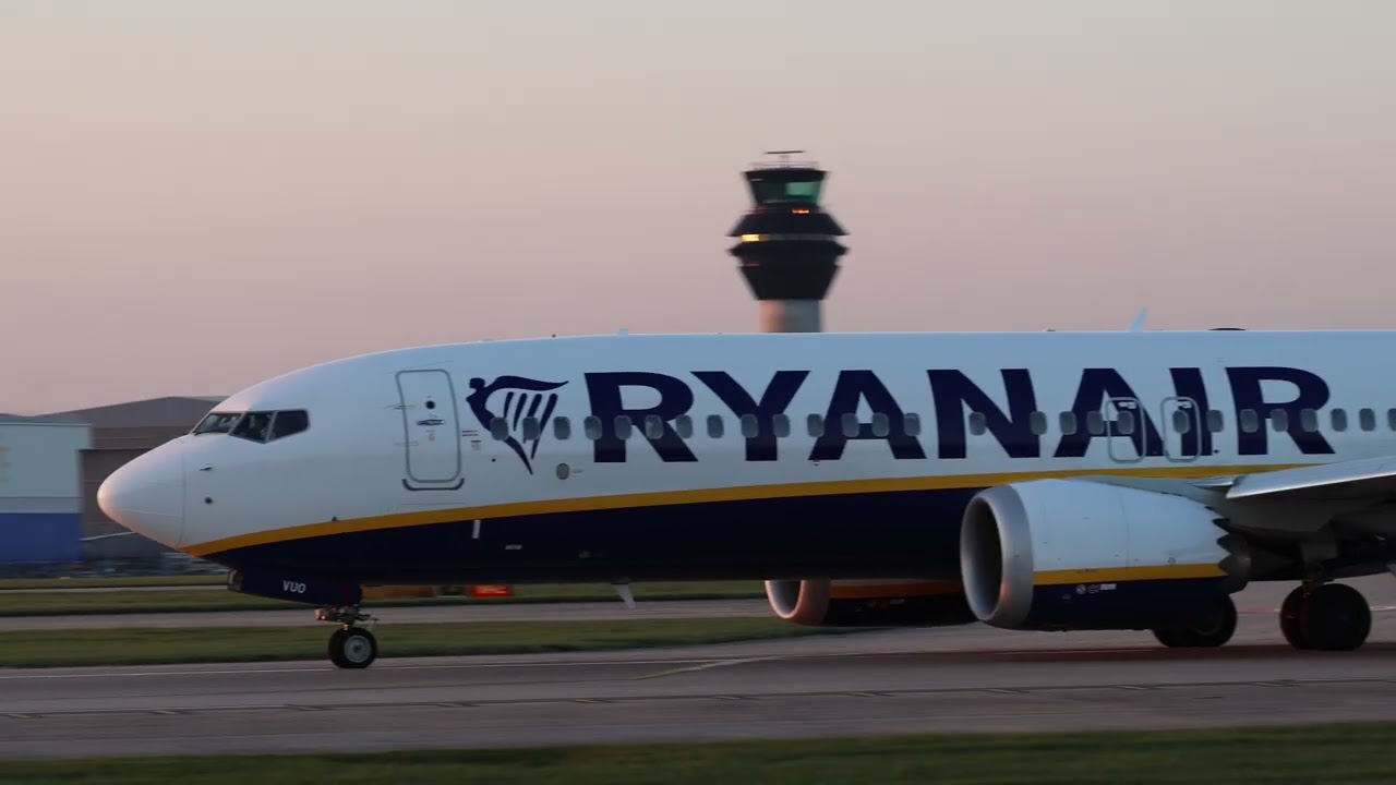 planes at sunset at Manchester Airport