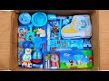 Unboxing Cool Fancy Blue Stationery📚, Piggy Bank, Erasner, Sharpener, Ruler, Pencil Case, Pen, Pouch