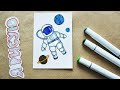 Как нарисовать КОСМОНАВТА / Космонавт в открытом космосе рисунок