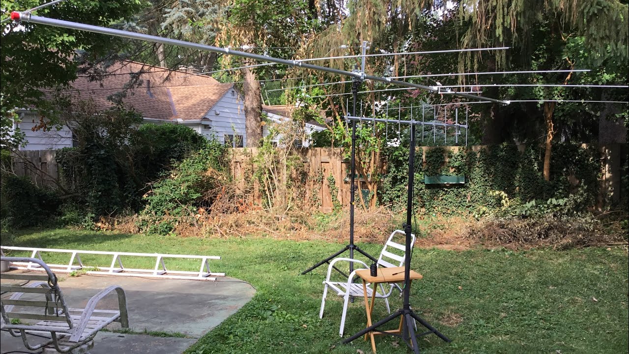 N8XLQ with the Portable Cushcraft 440 meg antenna with speaker stand Tripod.Video # 2