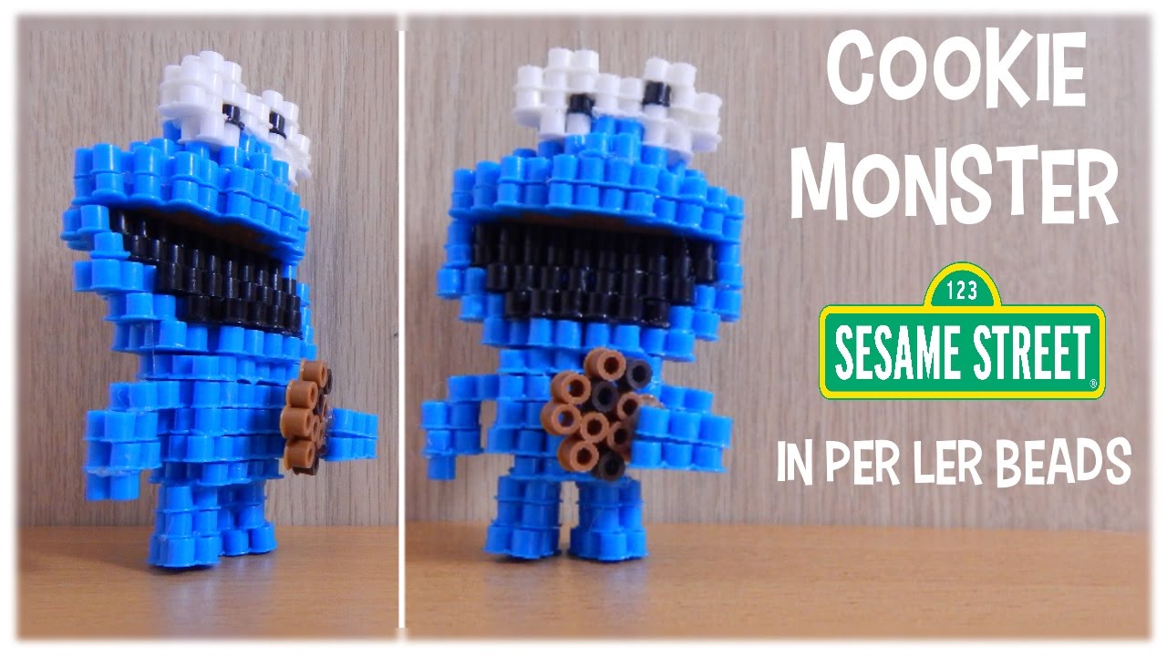 perler beads 3d tutorial cookie monster sesame street youtube