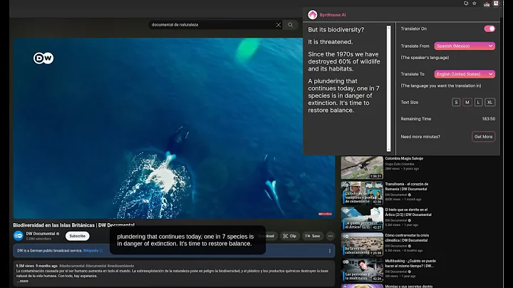 Real time video & audio translation Chrome extension demo
