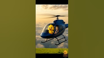 The duck flies a helicopter to take his little owner to fly a kite on the green prairie.#Shorts