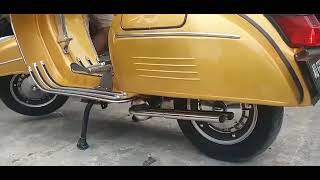 suara knalpot vespa double silencer full crome r1 racing muffler buang kiri