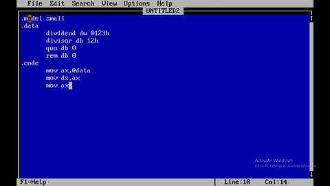 practical 7a:Write an ALP to divide two unsigned numbers.