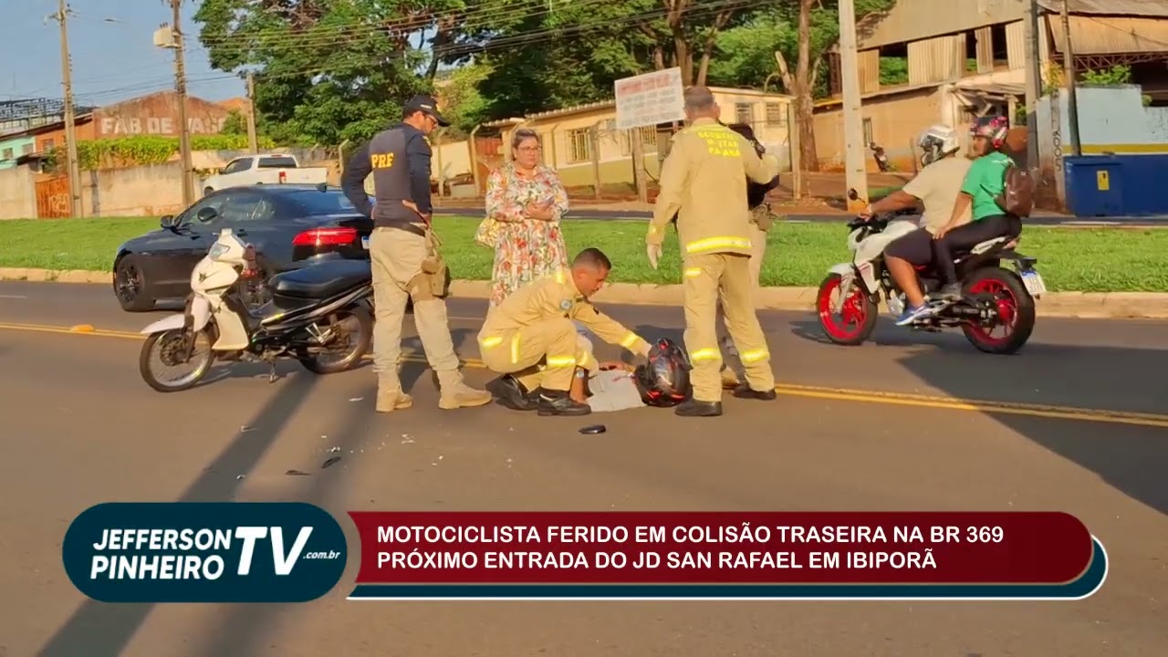 MOTOCICLISTA FICA FERIDO AO BATER NA TRASEIRA DE CARRO E NA BR 369 EM IBIPORÃ
