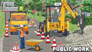 ¡Una roca gigante bloqueó el camino! JCB despeja la vía | Obras públicas | Farming Simulator 25 screenshot 5