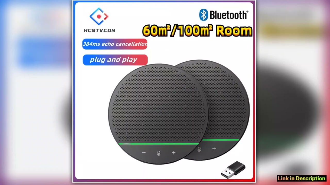 Omnidirectional Microphone 10M Radius 360 Pickup Wireless Conference Speaker USB Bluetooth Receiver