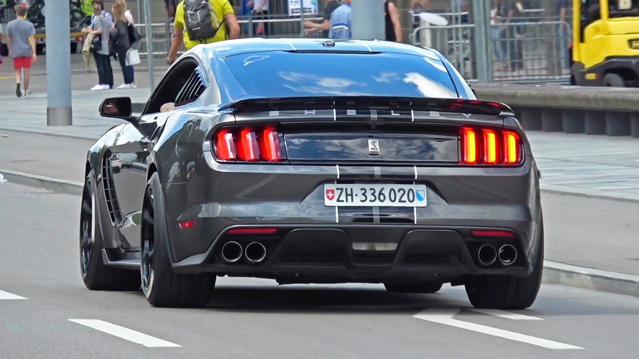 LOUD 2015 Ford Mustang Shelby GT350, 1967 Mustang GT & More Mustang GTs in Zurich! Exhaust SOUNDS!