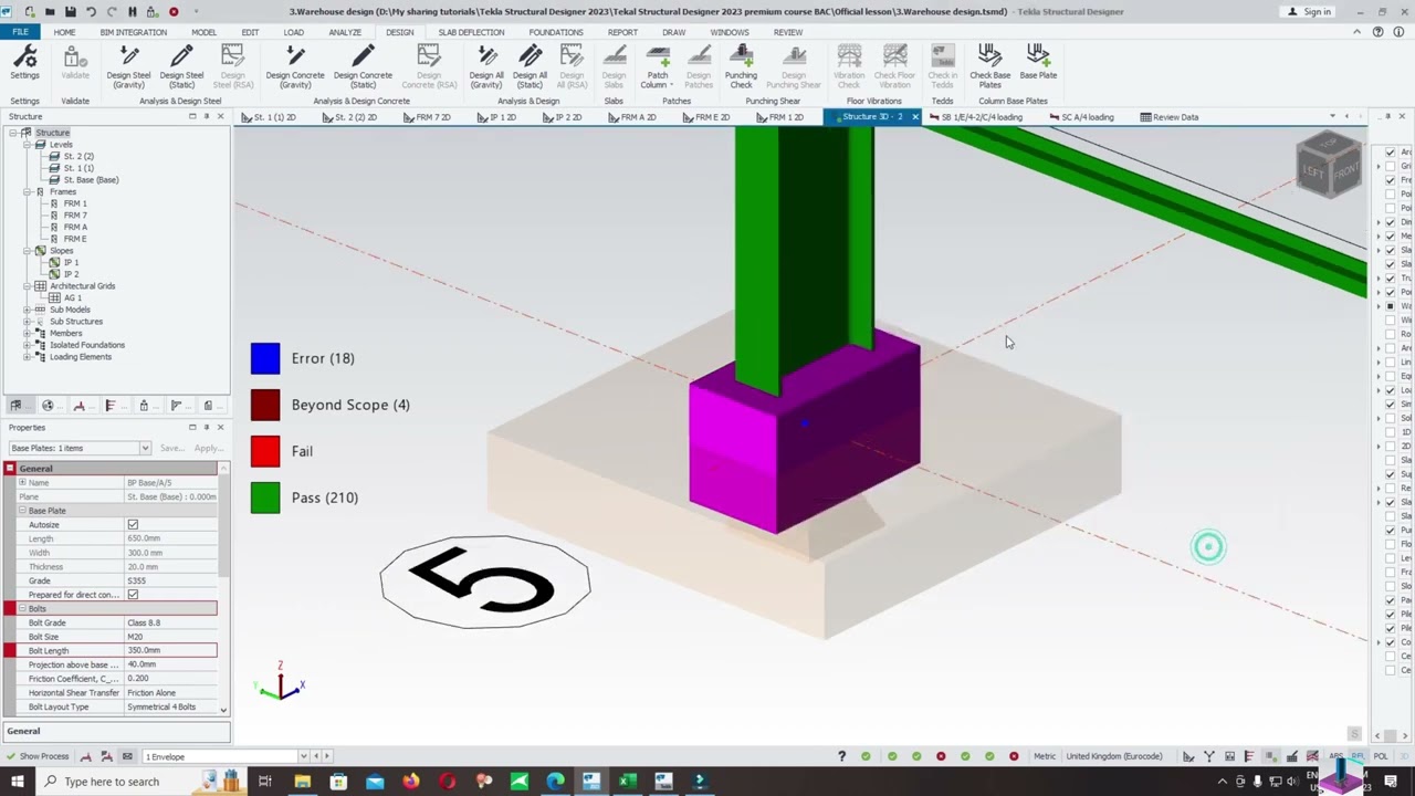 20.  Design Base Plate in Tekla Structural Designer Eurocode3
