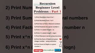 Recursion Beginner Level Problems : Part 1 #coding #java #python #dsa #recursion #javascript #code