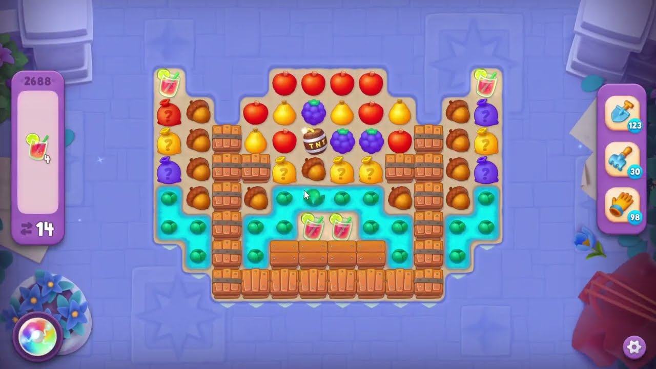 Gardenscapes 2688 Super Hard Level - 15 moves - NO BooSTERS - YouTube