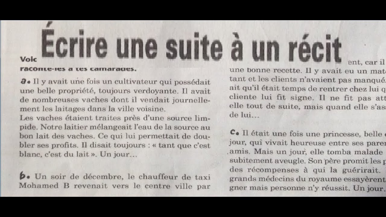 francais L43 collège 1ère année,Ecrire une suite à un récit