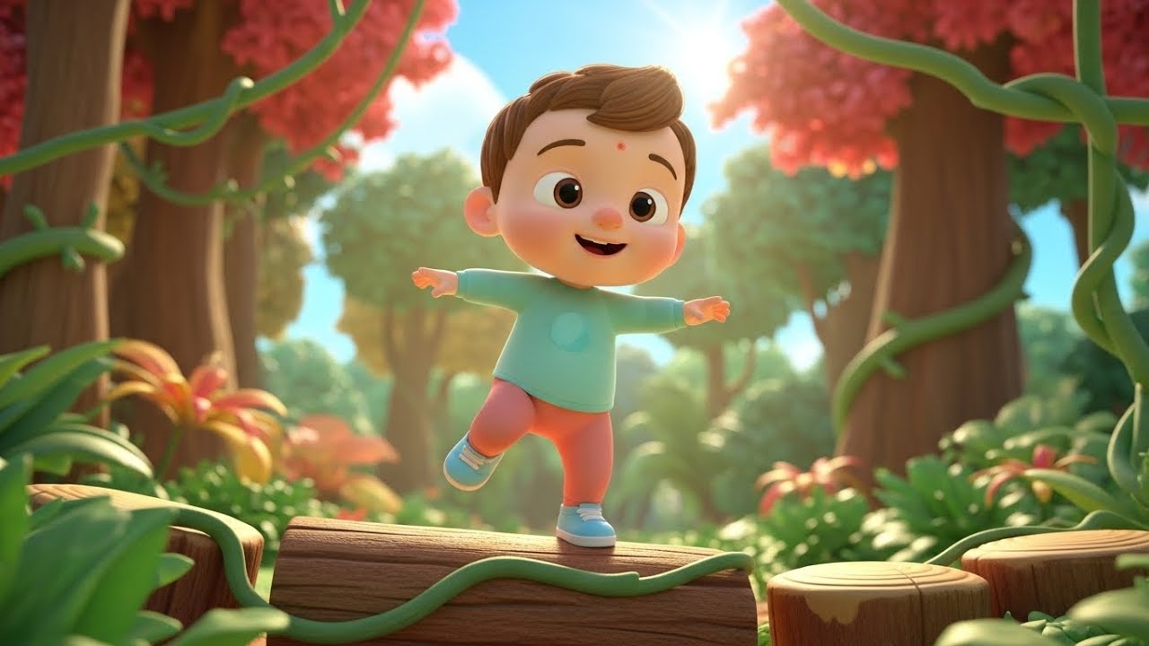 Ollie’s Jungle Jump – Balance & Move Fun 🐒🌿 | Kids Action & Learning Song