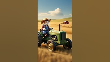 "Farmer Cat on Duty: Tractor-Driving Feline Plows the Field!" #cat #catvideos #cats #viralcat #aicat