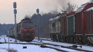 Скрещение грузовых поездов / Meeting of two freight trains