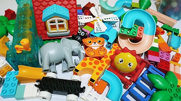 Satisfying Building Blocks Marble Run ASMR House Elevator and Wild Animals #1