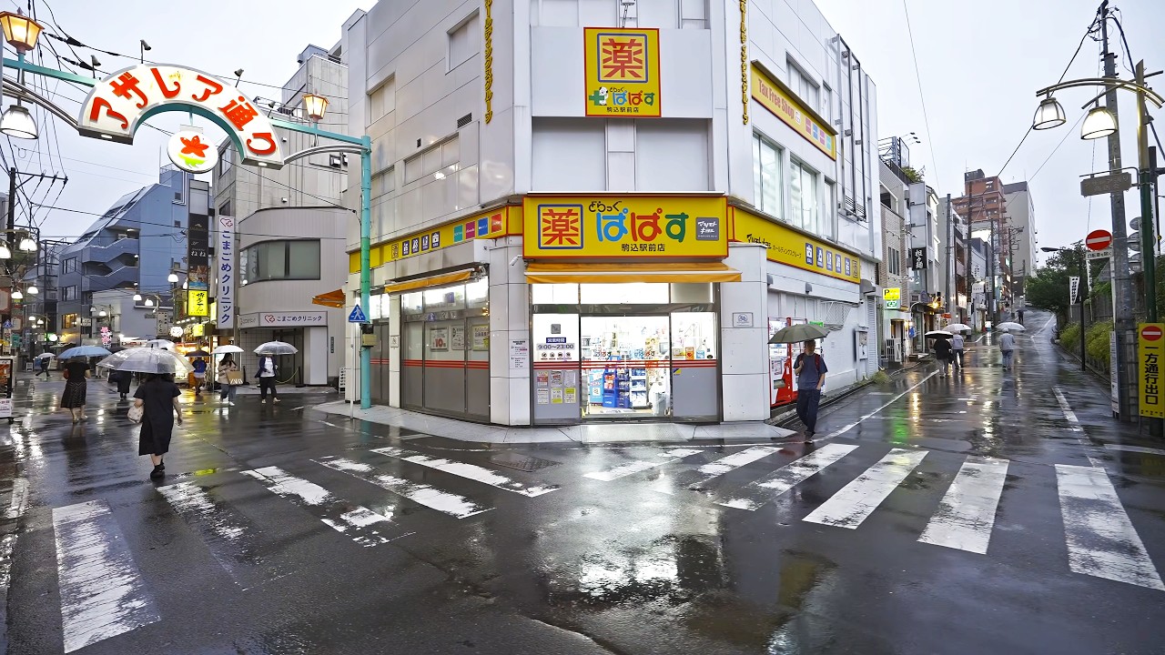 Rainy walk from Komagome to Nippori