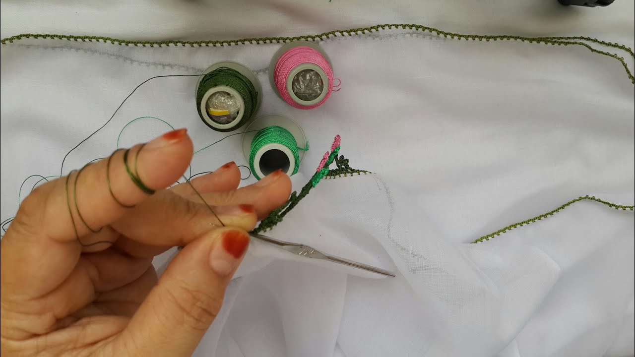 468-😰Alt tarafını Çit çimen geçtik üstüne minik çiçekler kurduk kolay tiğ oyası yapımı