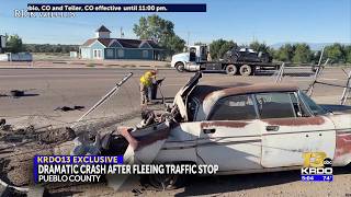 Details 19-year-old crashes into auto sales shop after fleeing traffic stop in Pueblo News