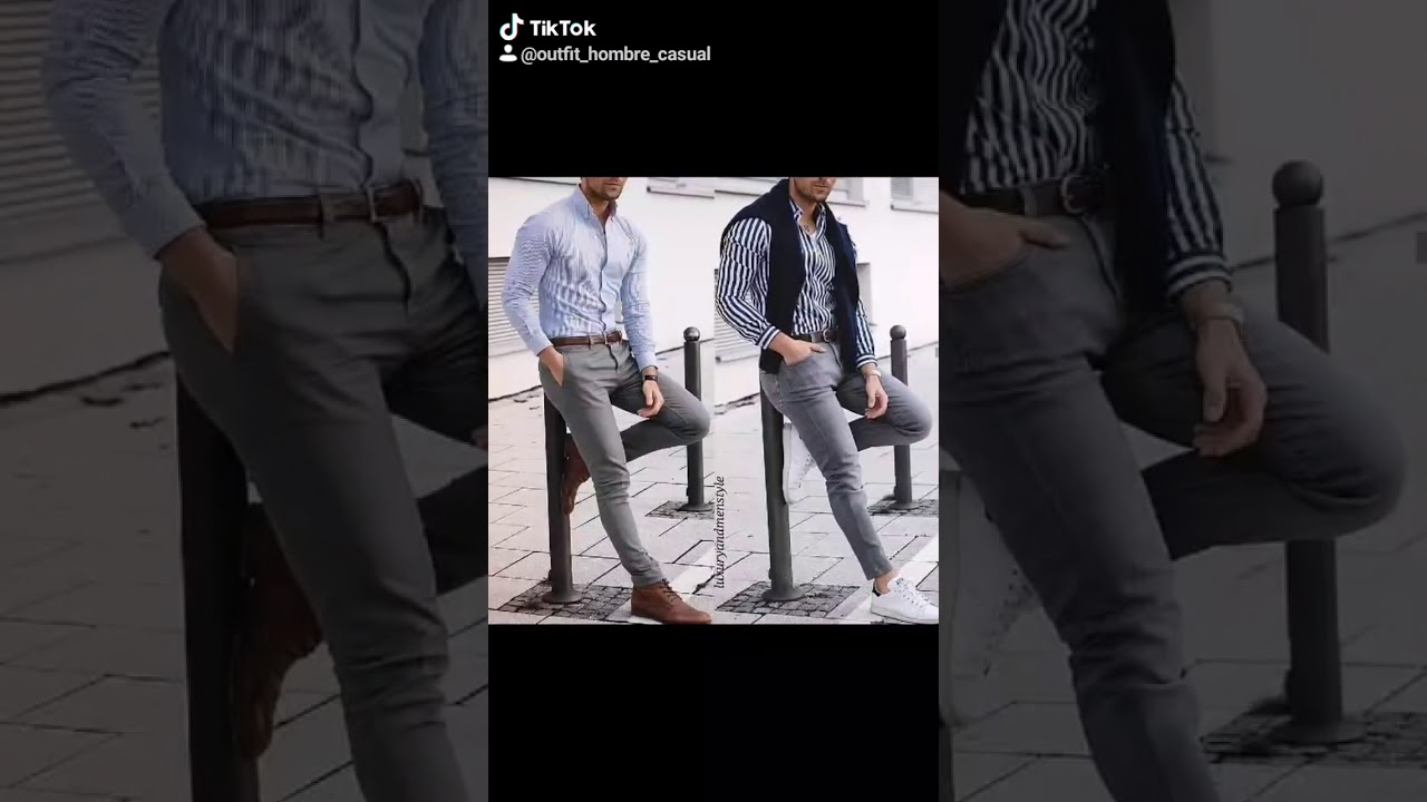 Outfits con pantalón chino gris - YouTube