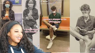Drawing realistic portraits of strangers on the NYC subway compilation | Reaction