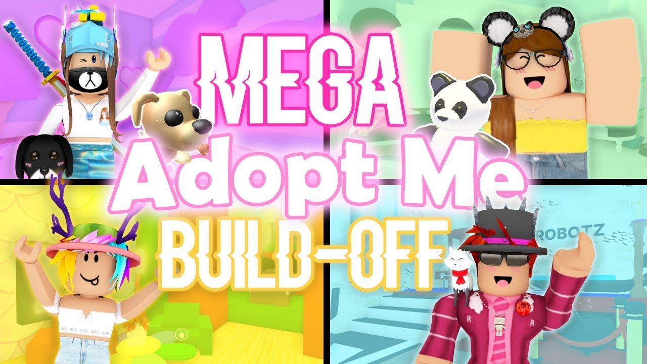 Mega Adopt Me Build Off Panda V S 3 Youtubers Youtube
