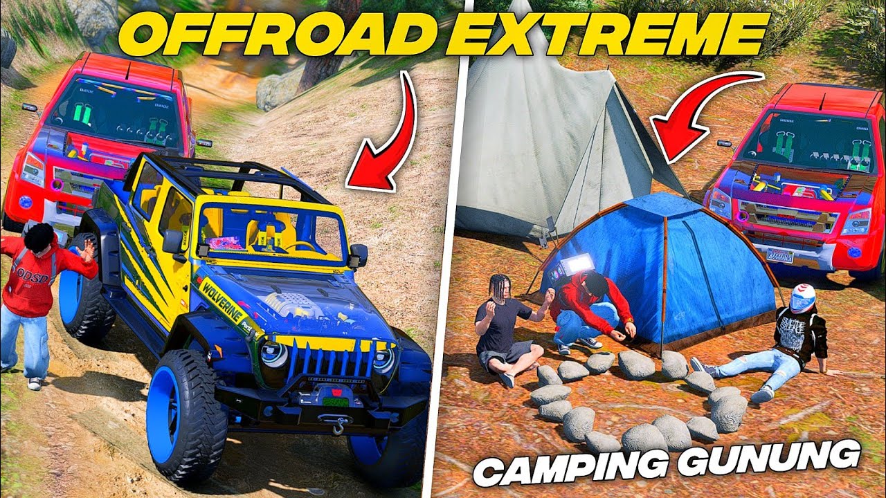 OFFROAD Jalur EXTREME Berlumpur Demi Camping Ke GUNUNG TERTINGGI Di Kota - GTA 5 MOD