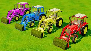 Mini Tractors With COLORS - Farming Simulator 22 : Tractor Front Loader SHOW !