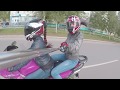 Покатушки с дочкой, Усинск 2017, мотоциклисты, мото, мотоциклистка, Honda VFR 800, мотоциклиста