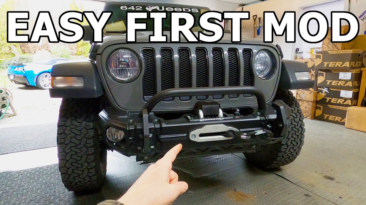 Easy First Jeep JL Wrangler Mod | Bumper & Winch Install | Rugged Ridge  Arcus + Smittybilt X20 - YouTube