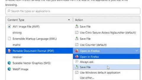 How to set Firefox to open PDF in browser rather than downloading