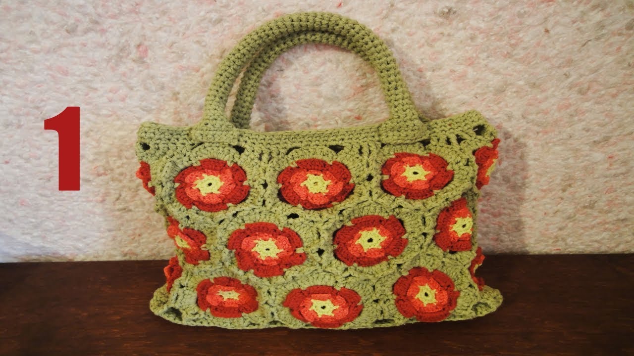 Сумка из цветочных мотивов ч-1/7 Crochet Bag p-1/7