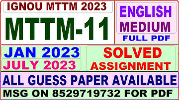 mttm 11 solved assignment 2023 / mttm 11 solved assignment 2022-23 / ignou mttm 11 2023-24